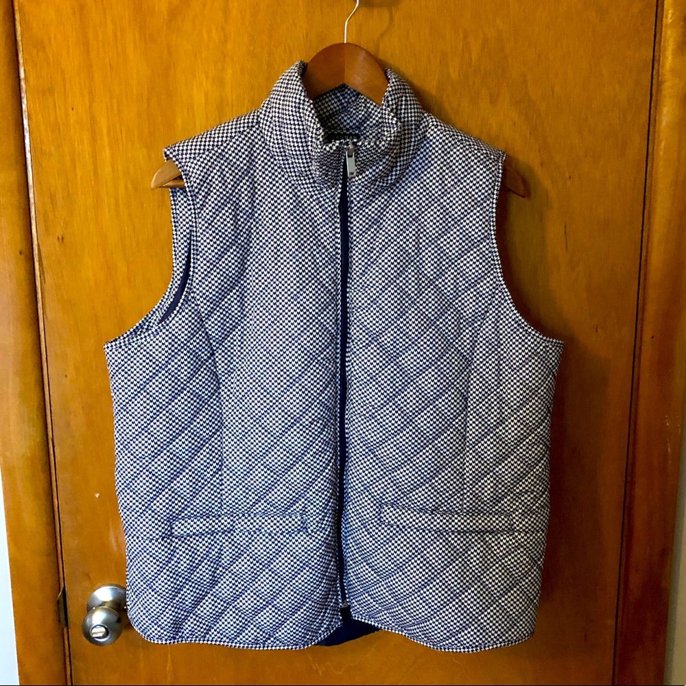 Navy and white puffy vest